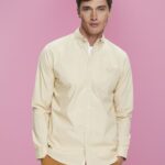 Men Esprit Beige Button-down cotton shirt Shirts XF4444659