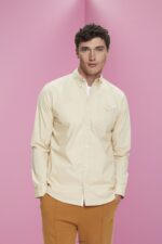 Men Esprit Beige Button-down cotton shirt Shirts XF4444659