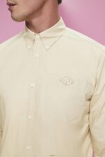 Men Esprit Beige Button-down cotton shirt Shirts XF4444659 - Image 3