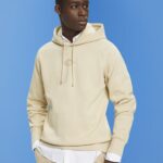 Men Esprit Beige Hoodie with logo chest print Sweatshirts & Hoodies XF4444639