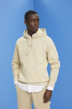 Men Esprit Beige Hoodie with logo chest print Sweatshirts & Hoodies XF4444639