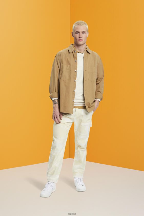 Men Esprit Beige Straight leg cargo trousers with pattern Trousers & Pants XF4444675 - Image 2
