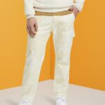 Men Esprit Beige Straight leg cargo trousers with pattern Trousers & Pants XF4444675