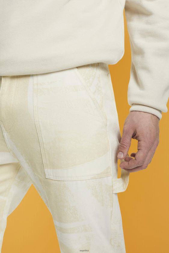 Men Esprit Beige Straight leg cargo trousers with pattern Trousers & Pants XF4444675 - Image 3