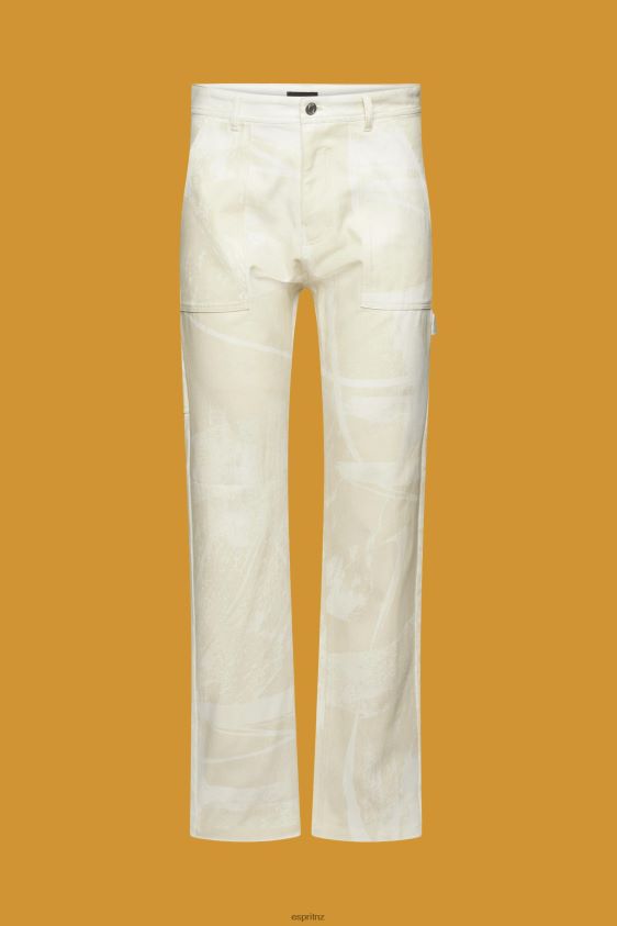 Men Esprit Beige Straight leg cargo trousers with pattern Trousers & Pants XF4444675 - Image 5