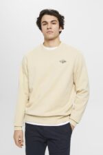 Men Esprit Beige Sweatshirt with logo print on the back Sweatshirts & Hoodies XF4444645