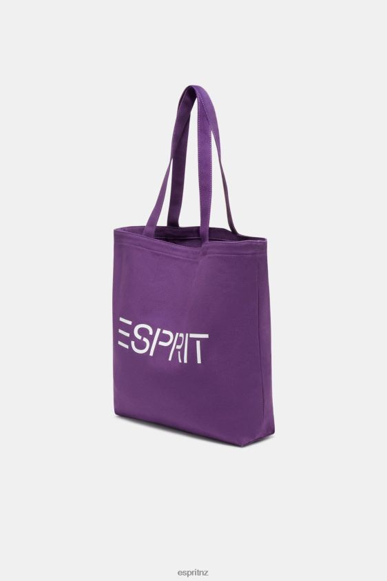 Men Esprit Berry Purple Logo Canvas Tote Bag Accessories XF444438 - Image 2