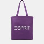 Men Esprit Berry Purple Logo Canvas Tote Bag Accessories XF444438