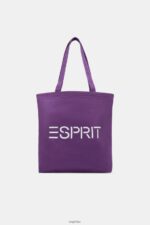 Men Esprit Berry Purple Logo Canvas Tote Bag Accessories XF444438