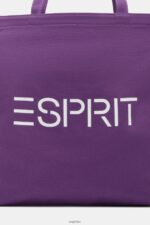 Men Esprit Berry Purple Logo Canvas Tote Bag Accessories XF444438 - Image 3