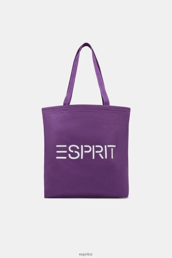 Men Esprit Berry Purple Logo Canvas Tote Bag Accessories XF444438 - Image 1
