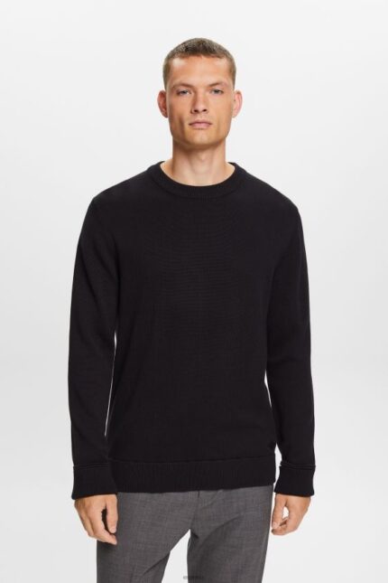 Men Esprit Black Cotton Crewneck Sweatshirt Sweatshirts & Hoodies XF4444578
