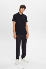 Men Esprit Black Cotton Mesh Polo Shirt Polos XF4444566 - Image 2