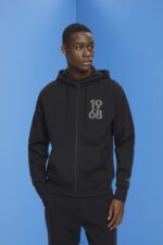 Men Esprit Black Full-length zip hoodie Sweatshirts & Hoodies XF4444633