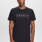 Men Esprit Black Jersey logo T-shirt, 100% cotton T-Shirts XF4444733
