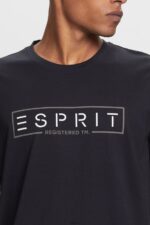 Men Esprit Black Jersey logo T-shirt, 100% cotton T-Shirts XF4444733 - Image 3
