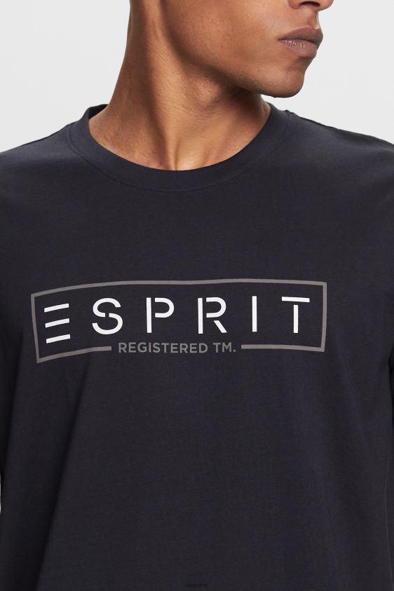 Men Esprit Black Jersey logo T-shirt, 100% cotton T-Shirts XF4444733 - Image 3