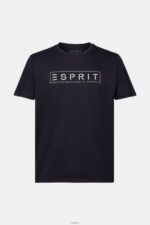 Men Esprit Black Jersey logo T-shirt, 100% cotton T-Shirts XF4444733 - Image 5