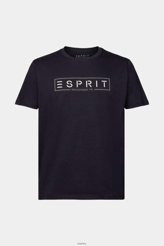 Men Esprit Black Jersey logo T-shirt, 100% cotton T-Shirts XF4444733 - Image 5