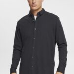 Men Esprit Black Jersey long sleeve, 100% cotton Shirts XF4444679
