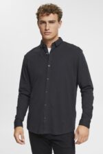 Men Esprit Black Jersey long sleeve, 100% cotton Shirts XF4444679