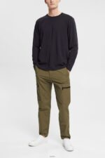 Men Esprit Black Jersey long sleeve top Long Sleeve XF4444946 - Image 2