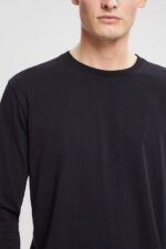Men Esprit Black Jersey long sleeve top Long Sleeve XF4444946 - Image 3