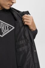 Men Esprit Black Lightweight rain jacket with hood Jackets XF4444764 - Image 3