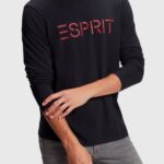 Men Esprit Black Logo print jersey t-shirt T-Shirts XF4444862