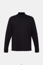 Men Esprit Black Long sleeve polo shirt Polos XF4444819 - Image 5