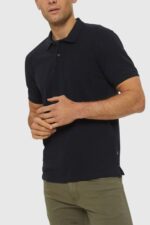 Men Esprit Black Pima cotton pique polo shirt Polos XF4444923