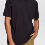 Men Esprit Black Plain T-shirt T-Shirts XF4444928