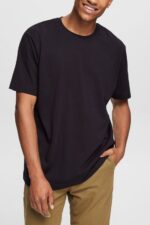Men Esprit Black Plain T-shirt T-Shirts XF4444928