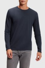 Men Esprit Black Regular solid jersey t-shirt T-Shirts XF4444858