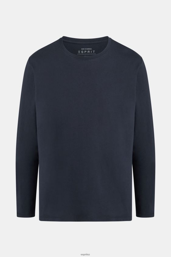 Men Esprit Black Regular solid jersey t-shirt T-Shirts XF4444858 - Image 4