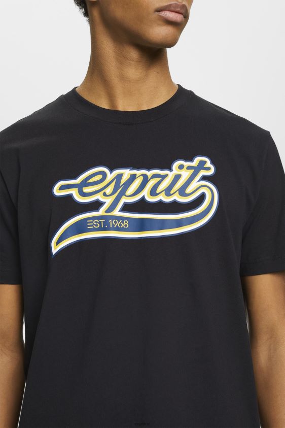 Men Esprit Black Retro logo print cotton t-shirt T-Shirts XF4444628 - Image 3
