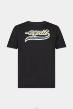 Men Esprit Black Retro logo print cotton t-shirt T-Shirts XF4444628 - Image 5