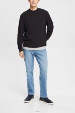 Men Esprit Black Ribbed long sleeve top Long Sleeve XF4444818 - Image 2