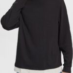 Men Esprit Black Ribbed long sleeve top Long Sleeve XF4444818