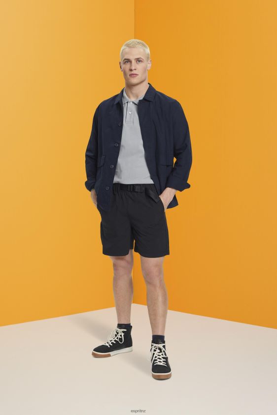 Men Esprit Black Shorts with integrated belt Shorts XF4444671 - Image 2