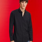 Men Esprit Black Slim fit shirt Shirts XF4444853