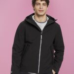 Men Esprit Black Softshell jacket with a hood Jackets XF4444728