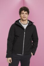 Men Esprit Black Softshell jacket with a hood Jackets XF4444728