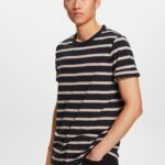 Men Esprit Black Striped jersey t-shirt, 100% cotton T-Shirts XF4444590