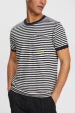 Men Esprit Black Striped knitted t-shirt T-Shirts XF4444898