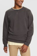 Men Esprit Black Sustainable crew neck sweatshirt Sweatshirts & Hoodies XF4444935