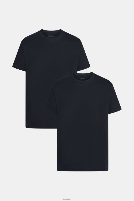 Men Esprit Black Two-pack crewneck cotton t-shirts T-Shirts XF4444855 - Image 4