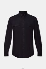 Men Esprit Black Utility shirt, 100% cotton Shirts XF4444571 - Image 5