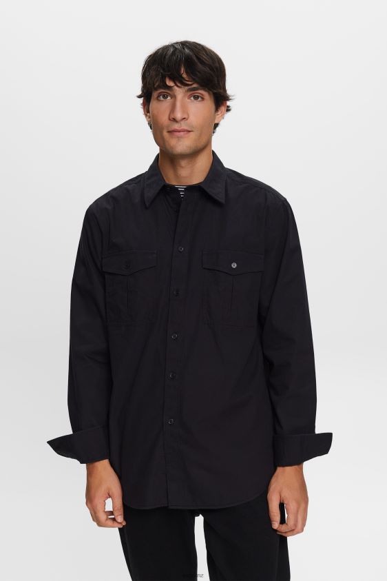 men_esprit_black_utility_shirt_100_cotton_shirts_xf4444571.jpg Men Esprit Black Utility shirt, 100% cotton Shirts XF4444571 - Image 1