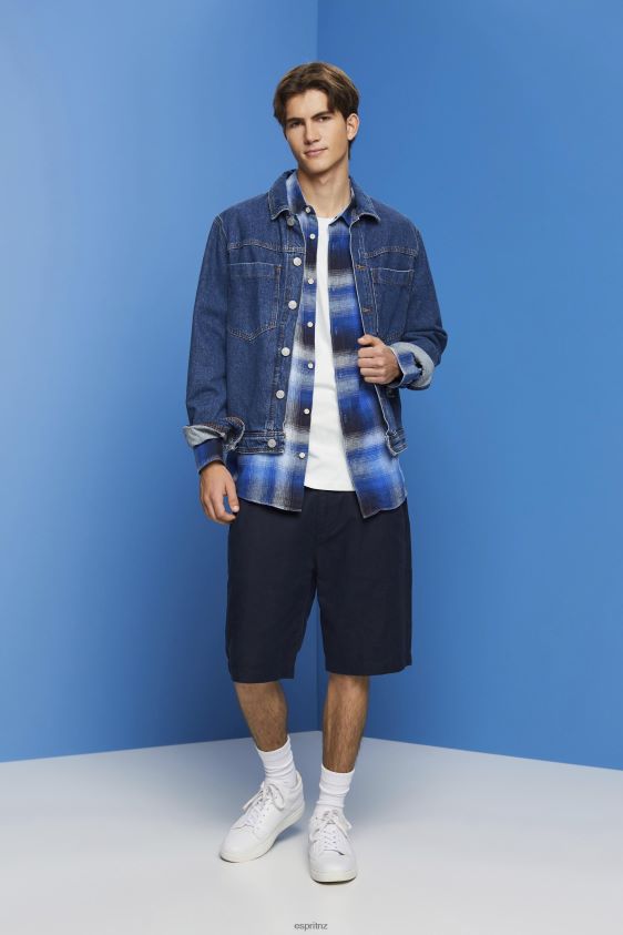 Men Esprit Blue Cotton and hemp blended checquered tartan shirt Shirts XF4444715 - Image 2